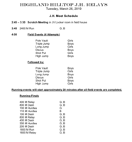 Highland JH Meet Schedule