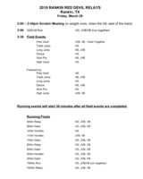 Rankin HS Track Meet Schedule