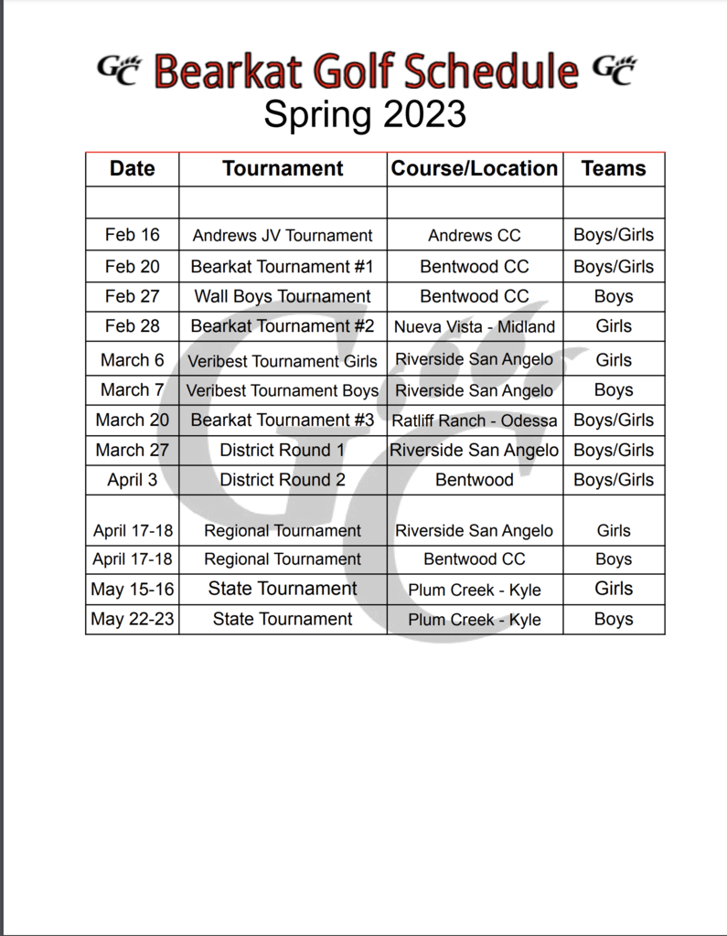 2023 golf schedule 